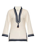 Tory Burch Cotton Mini Dress — Beige — Size XS — Front View