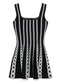 Maje Jacquard Knitted Mini Dress — Black — Size S — Front View