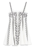 Maje Embroidered Strap Mini Dress — White/ Red — Size XXS — Front View