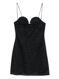 Oseree Shell Detail Glitter Embellished Dress — Black — Size XS — Front View