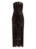 Elie Saab Sequin Midi Dress — Brown — Size XS — Front View
