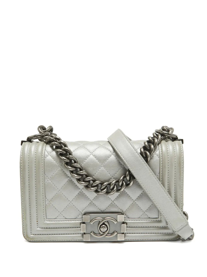 Chanel Pre Owned 2024 Mini Boy Chanel Quilted Leather Shoulder Bag — Same as shown — Size One Size — Front View