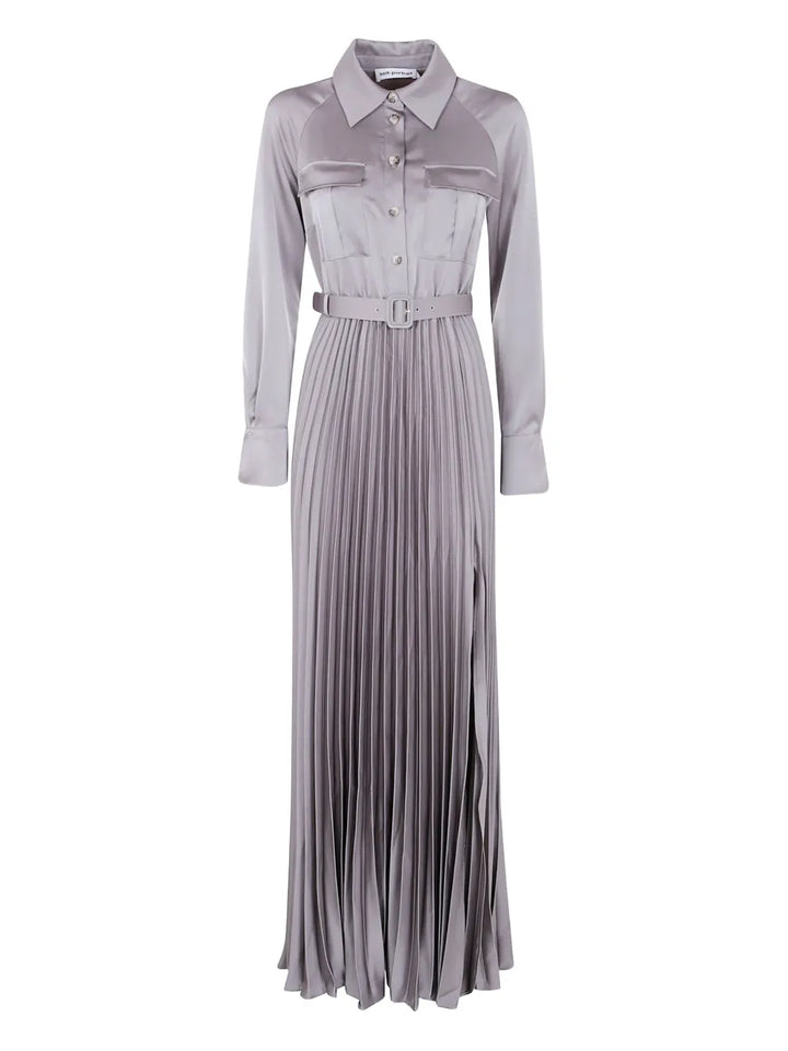 Self Portrait Pleated Shirt Dress — Grey — Size XS — Front View