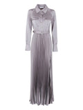 Self Portrait Pleated Shirt Dress — Grey — Size XS — Front View