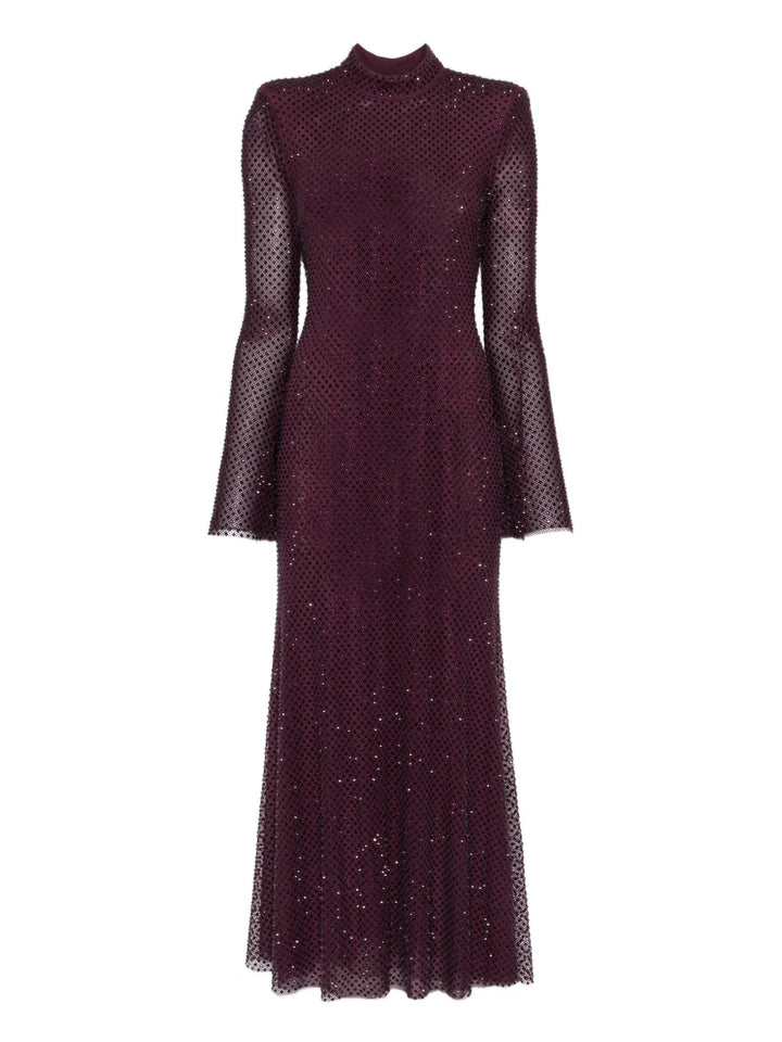 Self Portrait Rhinestone Embellished Mesh Midi Dress — Same as shown — Size XS — Front View
