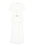 Self Portrait V Neck Midi Dress — White — Size XS — Front View
