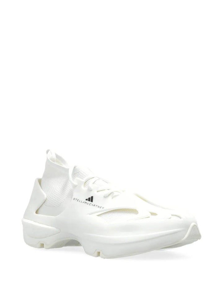 adidas By Stella Mccartney Sock-Style Mesh Sneakers — White — Size US M 10 - US W 11.5 — Side View