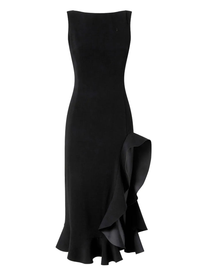 Pinko Off Shoulder Midi Dress — Black/ Pink — Size XS — Front View