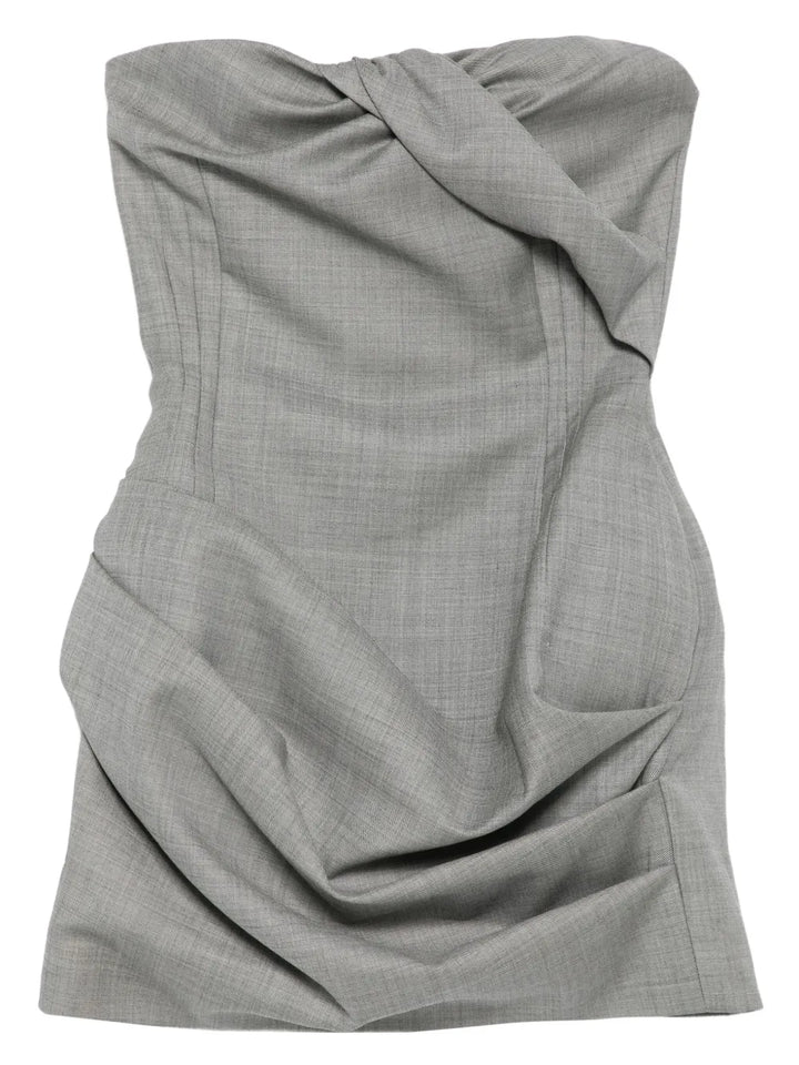 Magda Butrym Twisted Draped Dress — Grey — Size XS — Front View