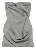 Magda Butrym Twisted Draped Dress — Grey — Size XS — Front View