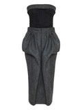 Maison Margiela Strapless Bubble Waist Midi Dress — Grey — Size XS — Front View