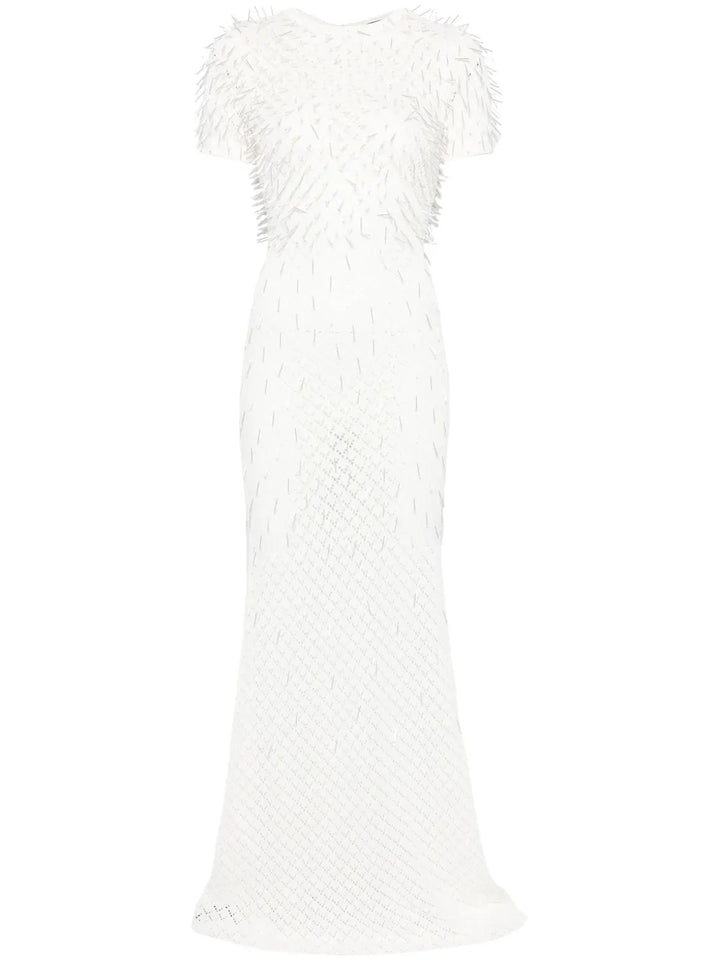 David Koma Knitted Maxi Dress — White — Size XS — Front View
