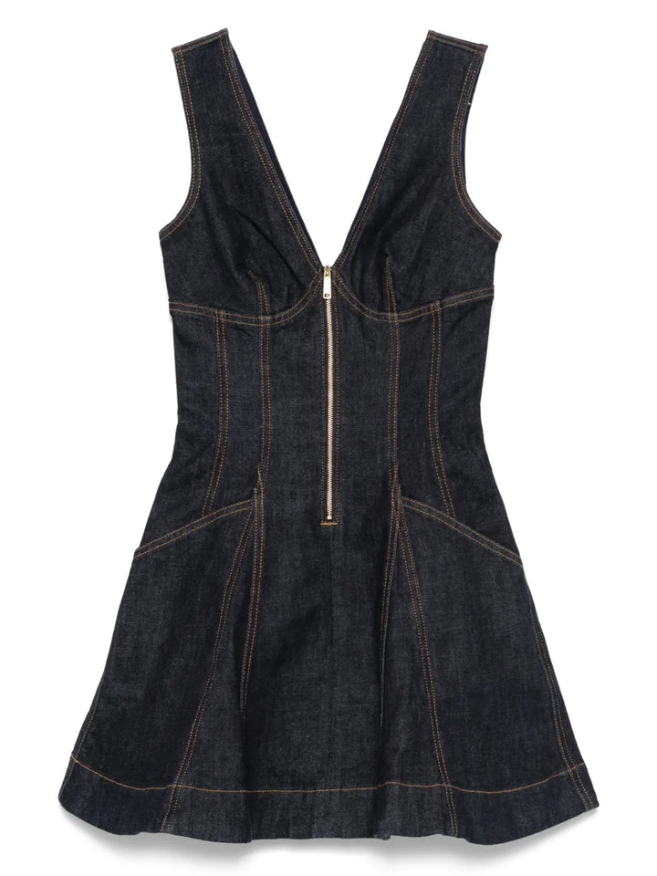Self Portrait Denim Mini Dress — Blue/ Navy — Size XS — Front View