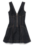 Self Portrait Denim Mini Dress — Blue/ Navy — Size XS — Front View