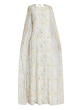 Bernadette Floral Print Cape Maxi Dress — White — Size XXL — Front View