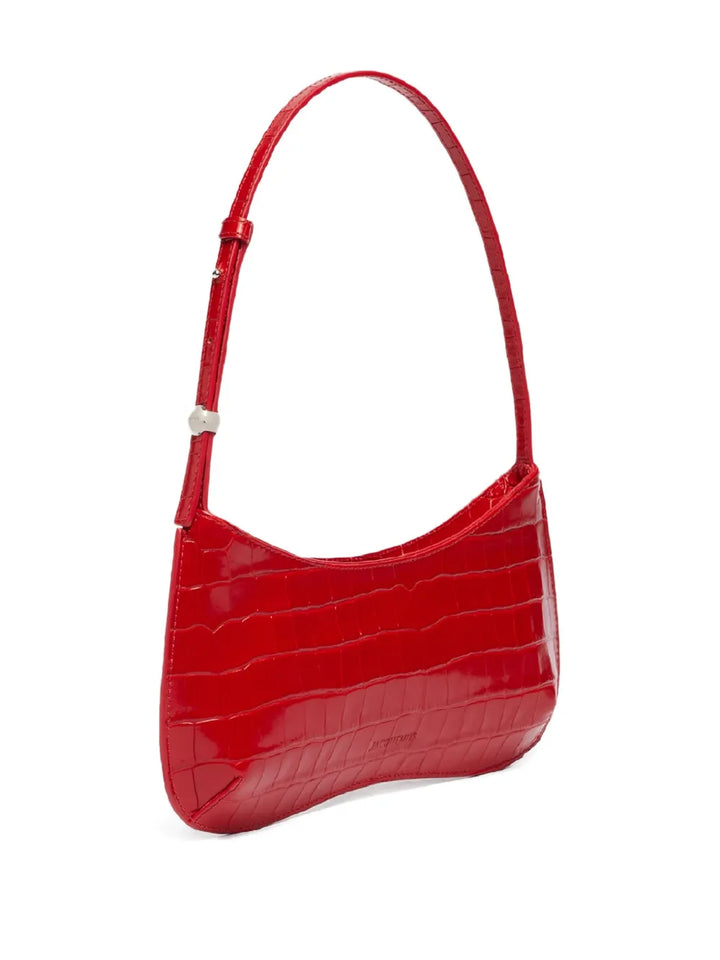 Jacquemus Le Bisou Crocodile Embossed Zip Shoulder Bag — Same as shown — Size One Size — Top View