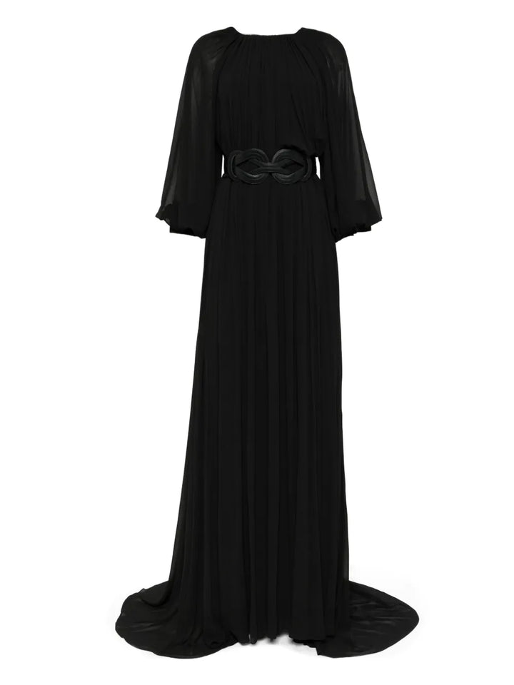 Saiid Kobeisy Pleated Maxi Dress — Black — Size XS — Front View