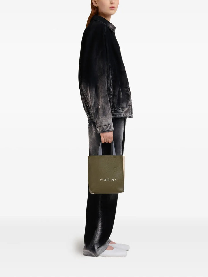 Marni Logo Printed Leather Tote Bag — Same as shown — Size One Size — Side View