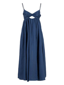 Zimmermann Organic Linen Maxi Dress — Blue/ Navy/ Red — Size XS — Front View