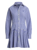 Polo Ralph Lauren Striped Button Up Shirt Dress — White/ Blue/ Red — Size XS — Front View