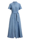Polo Ralph Lauren Button Down Belted Dress — Blue/ Red — Size XS — Front View
