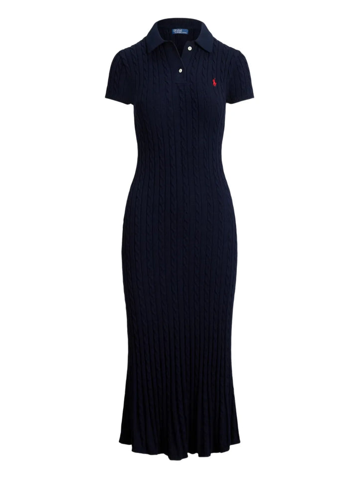 Polo Ralph Lauren Cable Knit Polo Dress — Blue/ Navy/ Red — Size XS — Front View