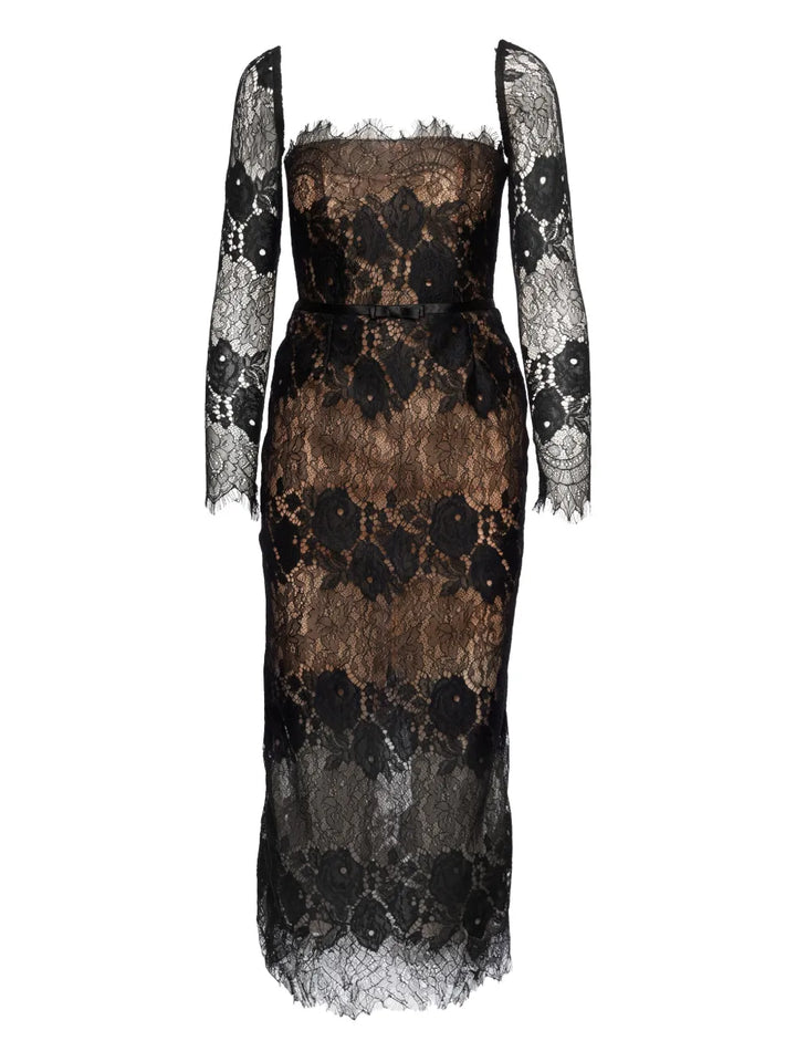 Ana Radu Lace Midi Dress — Black — Size S — Front View