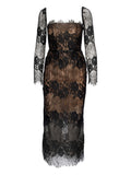 Ana Radu Lace Midi Dress — Black — Size S — Front View