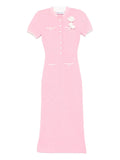 Self Portrait Floral Applique Midi Dress — Pink — Size S — Front View
