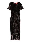 La Doublej Velvet Floral Print Dress — Red — Size XS — Front View