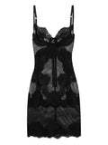 Dolce Gabbana Lace Panelled Mesh Mini Dress — Black — Size S — Front View