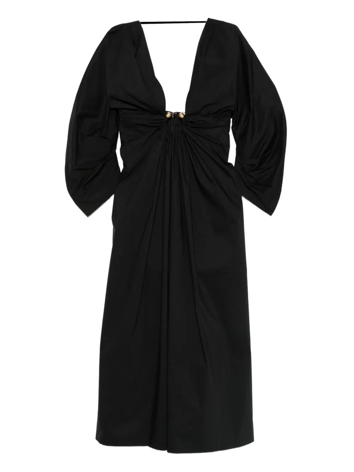 Cult Gaia Elyza Midi Dress — Black/ Red — Size XS — Front View