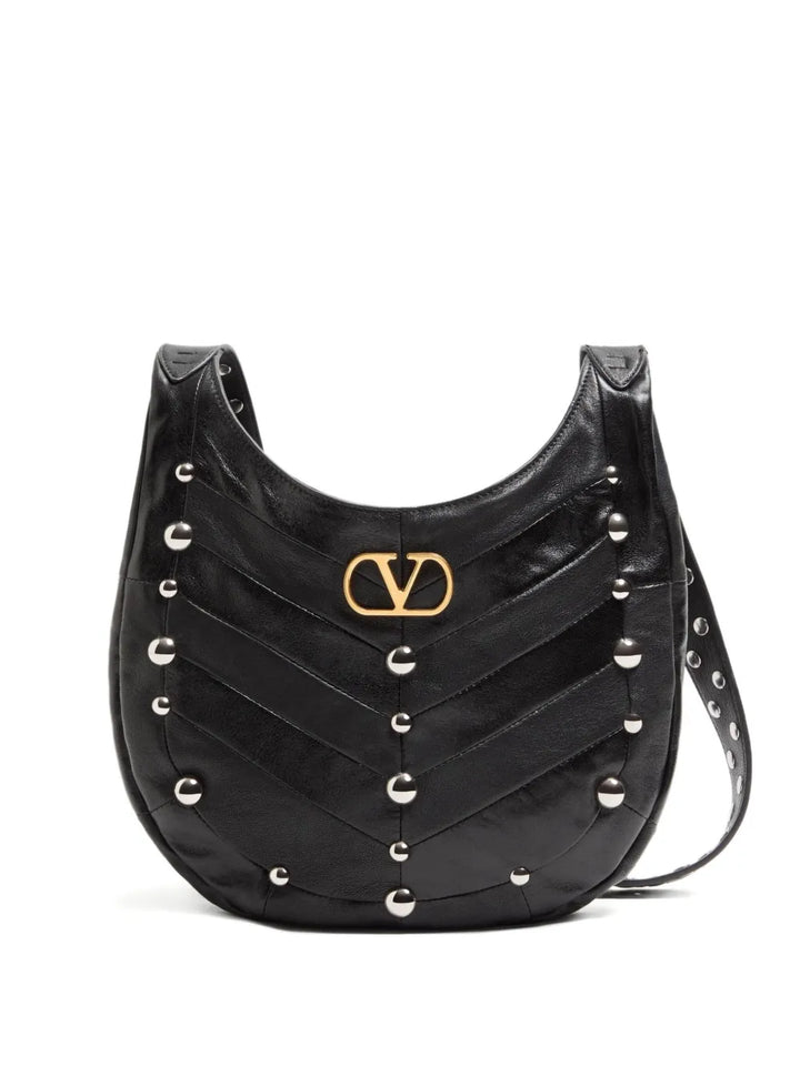 Valentino Garavani Small Hoboho Chevron Quilted Studded Shoulder Bag — Same as shown — Size One Size — Front View
