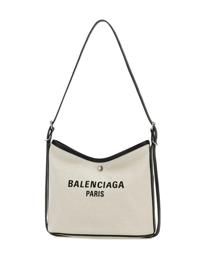Balenciaga Biarri Logo Plaque Canvas Shoulder Bag — Same as shown — Size One Size — Back View