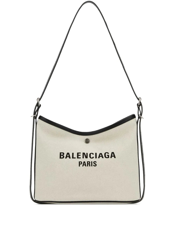 Balenciaga Biarri Logo Plaque Canvas Shoulder Bag — Same as shown — Size One Size — Front View