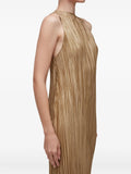 Osklen Plisse Maxi Dress — Gold — Size XS — Front View