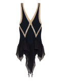 The Attico Embellished Ruffled Mini Dress — Black — Size S — Front View