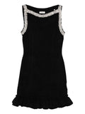 Sandro Faux Pearl Embellished Mini Dress — Black — Size M — Front View