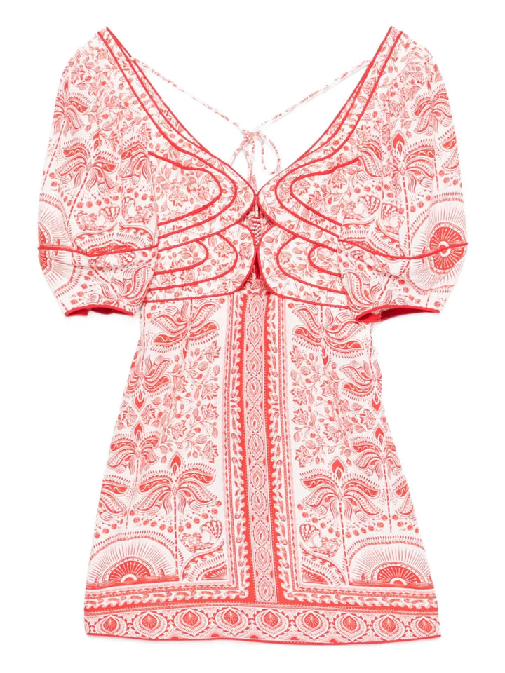 Farm Rio River Ride Mini Dress — Red — Size S — Front View
