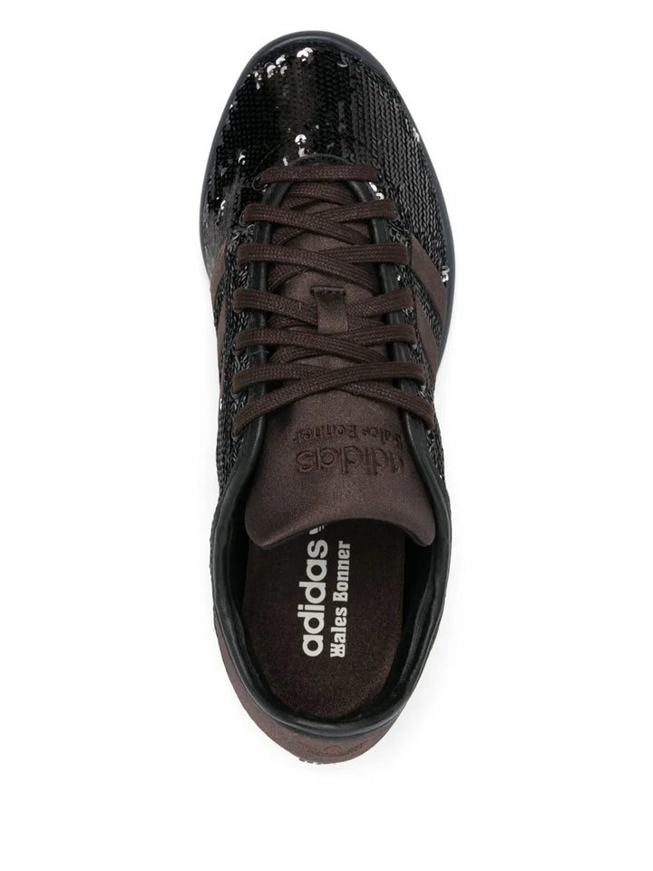 adidas Sequin-Embellished Sneakers — Black — Size US M 9 - US W 10.5 — Top View