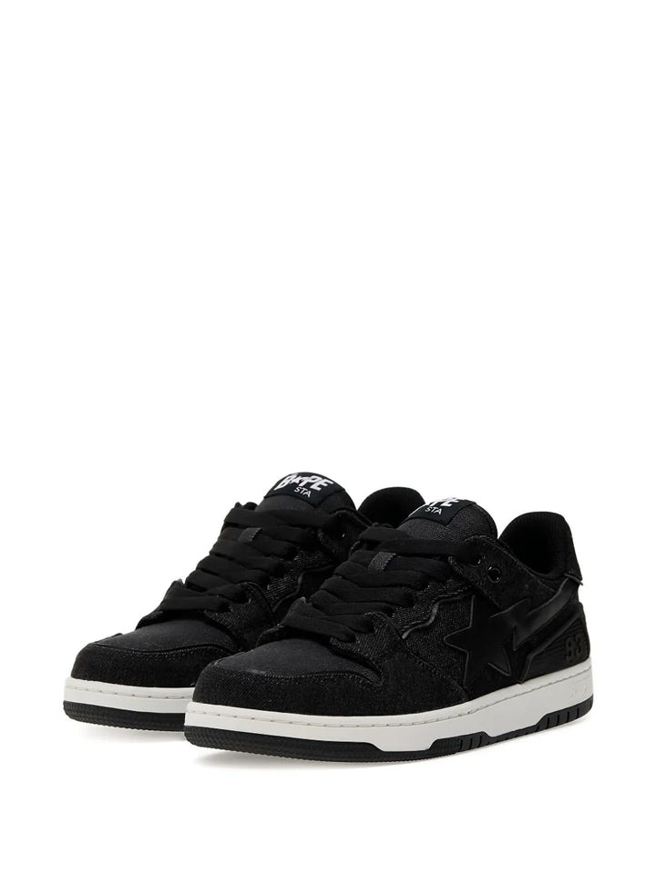A Bathing Ape?Star-Embellished Denim Trainers — Black — Size US M 3.5 - US W 5 — Side View