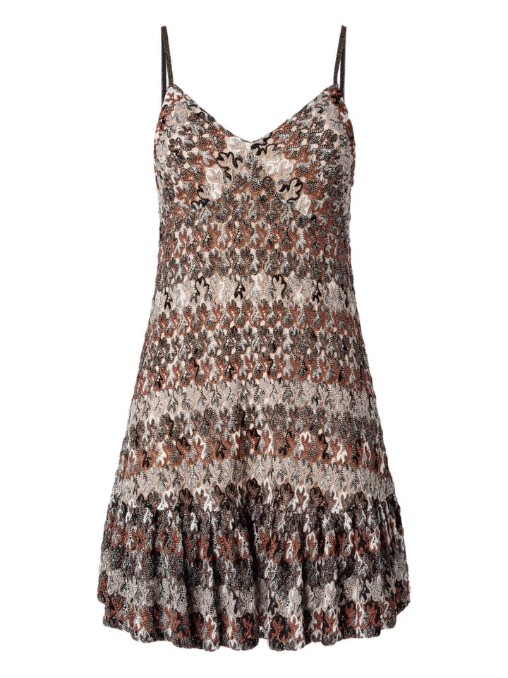 Missoni Camouflage Pattern Mini Dress — Brown — Size XS — Front View
