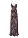 Missoni Zigzag Pattern Maxi Dress — Blue/ Red — Size S — Front View