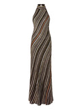 Missoni Halterneck Striped Maxi Dress — Dark Brown/ Brown — Size S — Front View