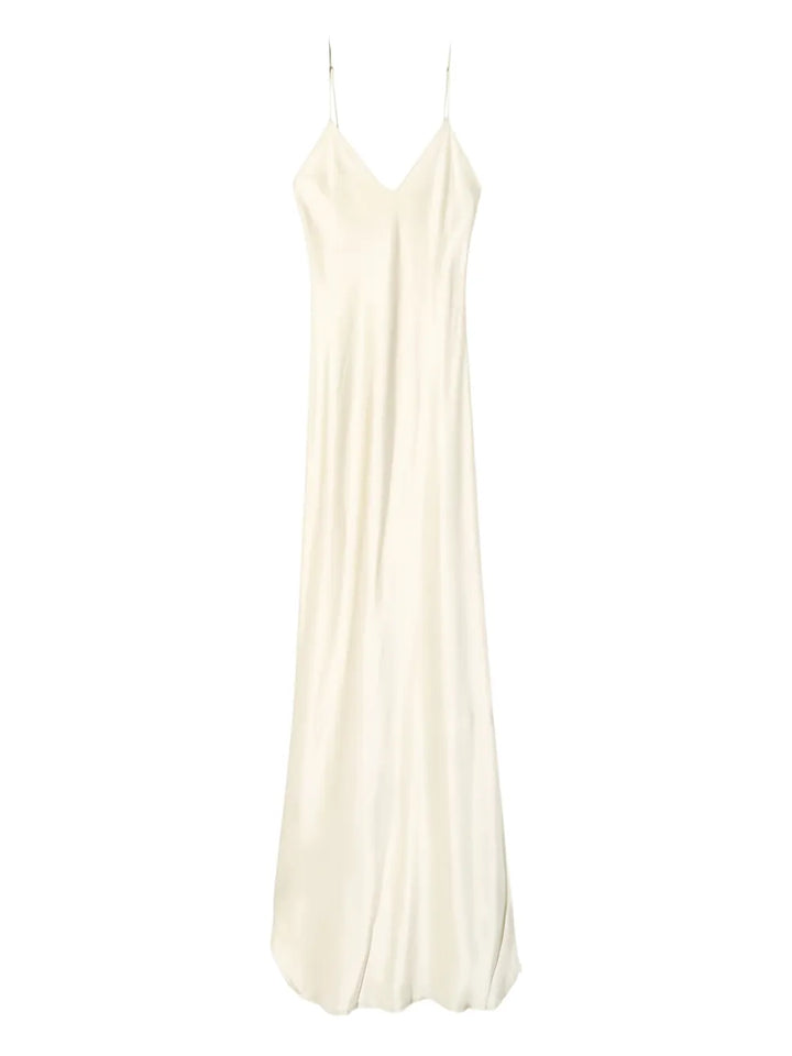 Nili Lotan Cami Gown Maxi Dress — Tan/ Ivory — Size XS — Front View
