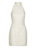 Rotate Birger Christensen Sequinned Halterneck Dress — White — Size XS — Front View