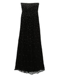 Bash Laura Beaded Maxi Dress — Black/ Red — Size XS — Front View