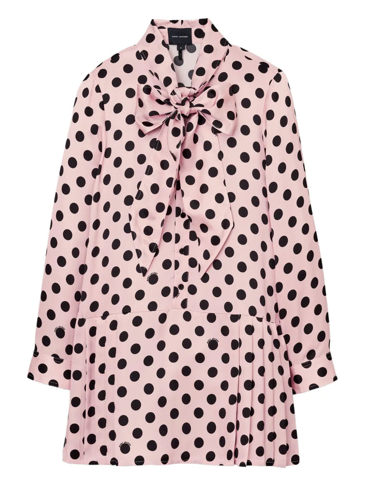Marc Jacobs Polka Dot Pattern Pleated Mini Dress — Pink — Size XS — Front View