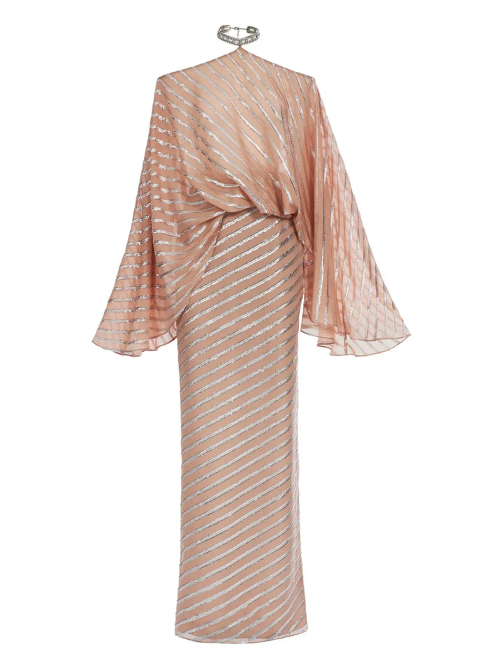Taller Marmo Cyclades Maxi Dress — Pink/ Silver — Size XS — Front View