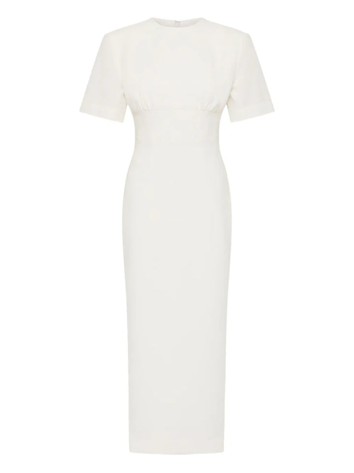 Rachel Gilbert Dover Short Sleeves Midi Dress — Ivory — Size XS — Front View